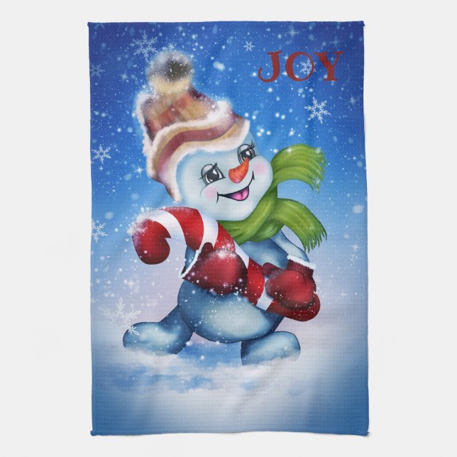 Schneemann mit Schal Geschirrtuch (Vertikal)