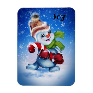 Schneemann mit Schal Magnet
