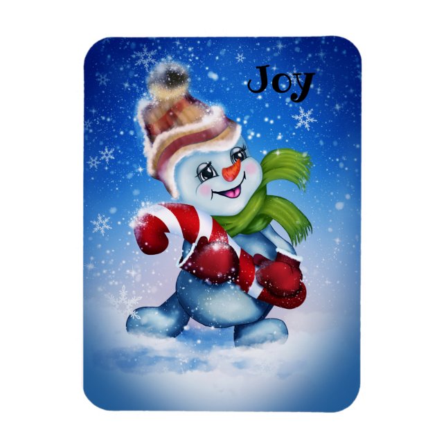 Schneemann mit Schal Magnet (Vertikal)
