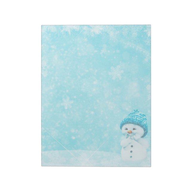 Schneemann mit Schneeflocken - 11" x 8,5" Notepad Notizblock (Rotiert)
