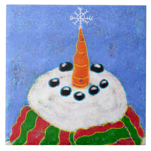 Schneemann mit Schneeflocken-Abstrakte Kunst  Fliese