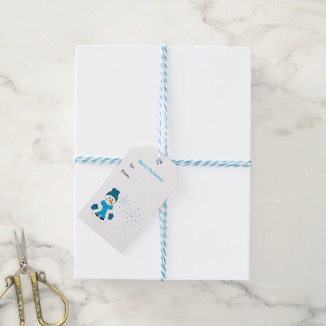 Schneemann mit Schneeflocken Geschenkanhänger (Mit Garn)
