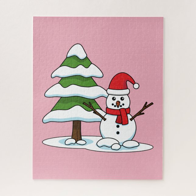 Schneemann mit Snowy Pine Tree (Vertikal)