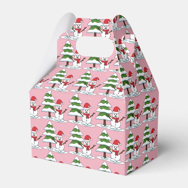 Schneemann mit Snowy Pine Tree Geschenkschachtel (Vorderseite)