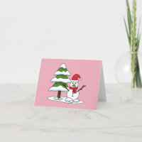 Schneemann mit Snowy Pine Tree