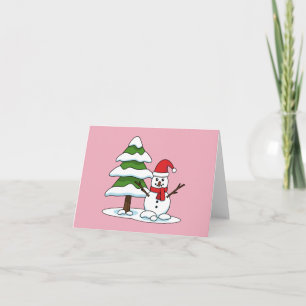 Schneemann mit Snowy Pine Tree Karte
