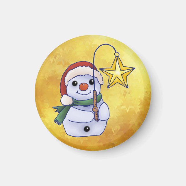 Schneemann mit Stern Magnet (Vorne)