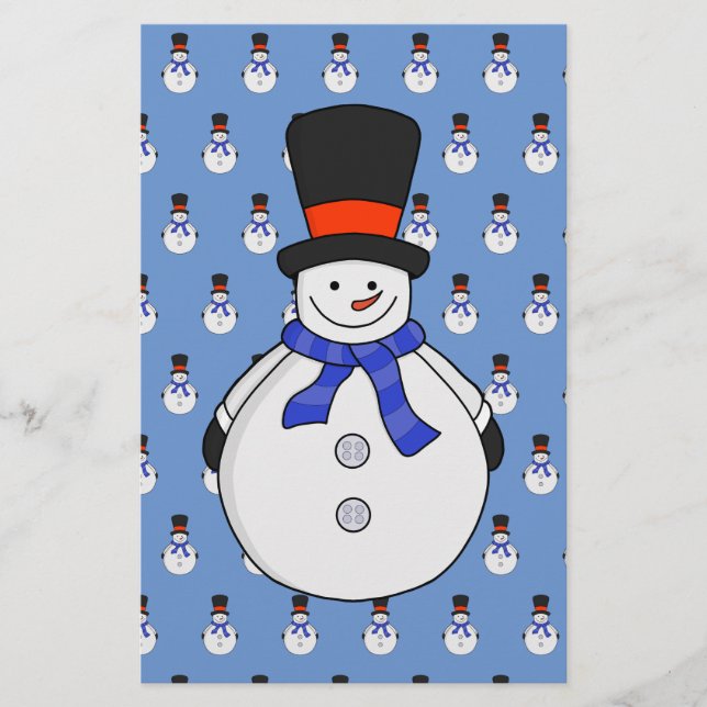 Schneemann mit Tophut Briefpapier (Vorderseite)