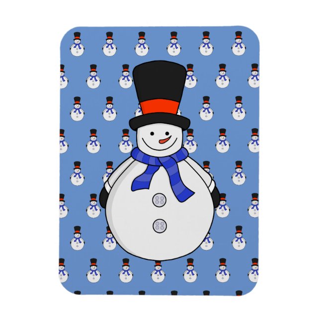 Schneemann mit Tophut Magnet (Vertikal)