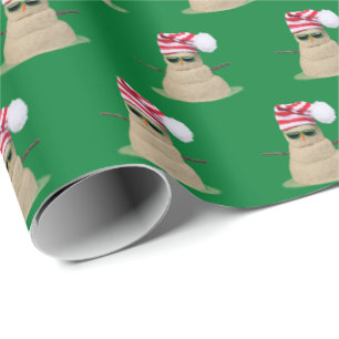 Schneemann mit tropischem Sand am Strand Geschenkpapier