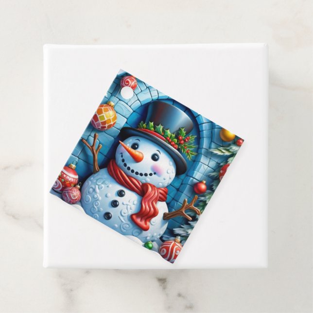 Schneemann mit Weihnachtsdeko - Geschenkanhänger (Beispiel)