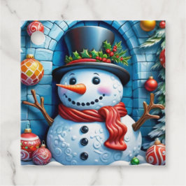 Schneemann mit Weihnachtsdeko - Geschenkanhänger