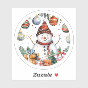 Schneemann mit Weihnachtsdekor Aufkleber