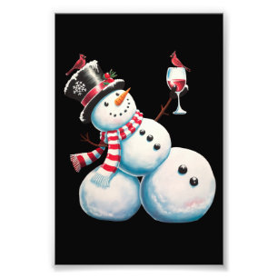 Schneemann mit Wein Weihnachten Lustiges Weihnacht Fotodruck