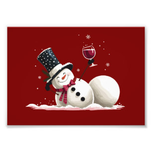 Schneemann mit Wein Weihnachtsgeschenk Xmas Feiert Fotodruck
