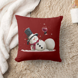 Schneemann mit Wein Weihnachtsgeschenk Xmas Feiert Kissen