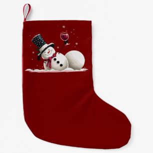 Schneemann mit Wein Weihnachtsgeschenk Xmas Feiert Kleiner Weihnachtsstrumpf
