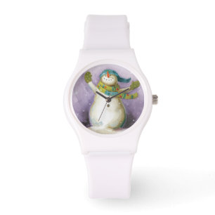 Schneemann mit Winter-Handschuhen Armbanduhr