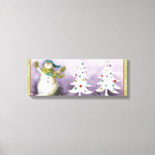 Schneemann mit Winter-Handschuhen und Leinwanddruck