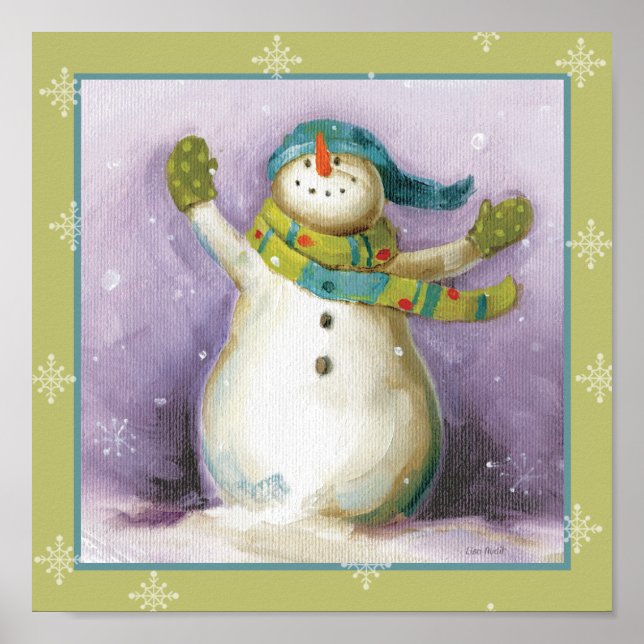 Schneemann mit Winter Mittens Poster (Vorne)