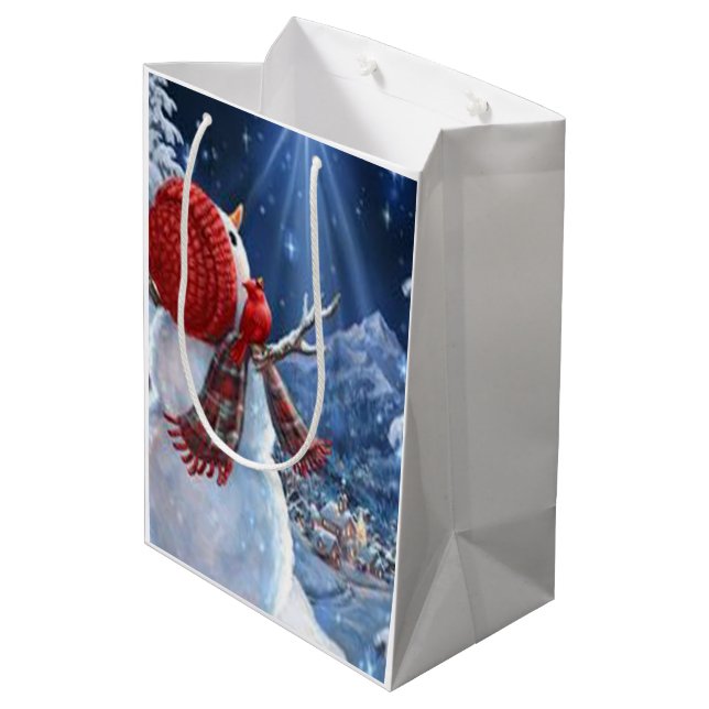 Schneemann Mittlere Geschenktüte (Rückseite Schrägansicht)