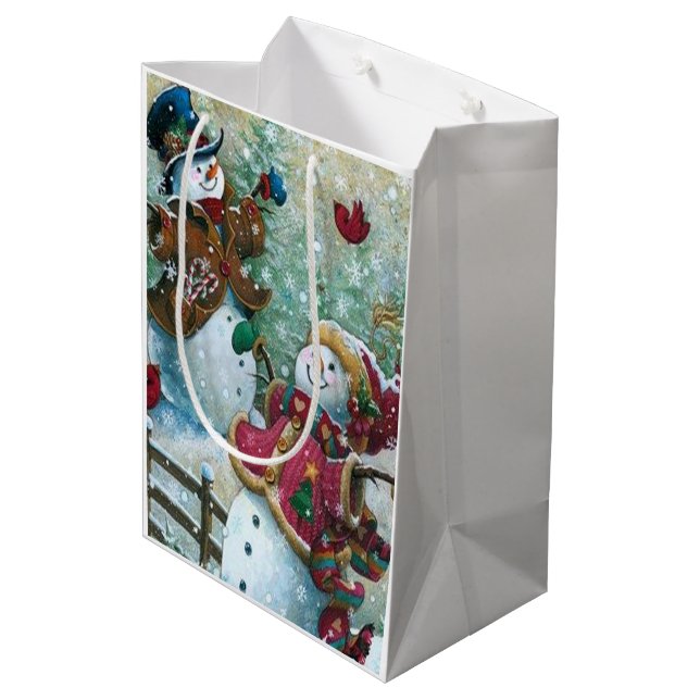 Schneemann Mittlere Geschenktüte (Rückseite Schrägansicht)