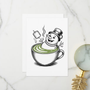 Schneemann nimmt Matcha-Weihnachtsbad Dankeskarte