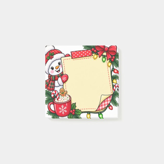 Schneemann-Notizen Post-it Klebezettel (Vorderseite)