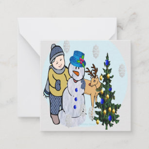 Schneemann Notizkarte Mitteilungskarte