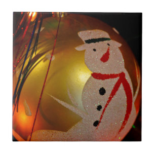 Schneemann-Ornament mit Frost-Effekt Fliese