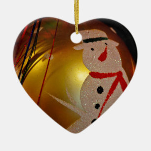 Schneemann-Ornament mit Frost-Effekt Keramikornament