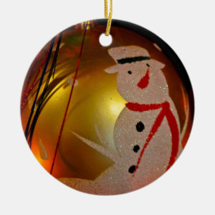 Schneemann-Ornament mit Frost-Effekt Keramikornament