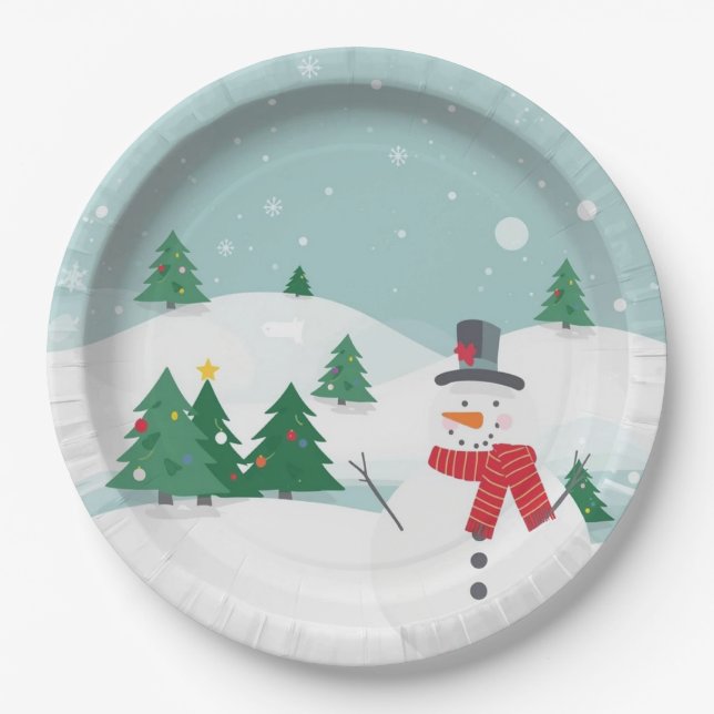 Schneemann-Papierteller Pappteller (Vorderseite)