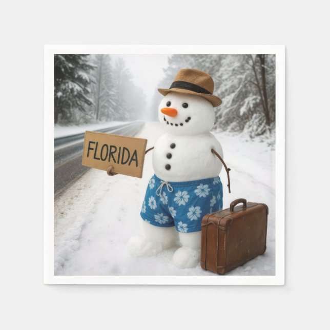 Schneemann per Anhalter nach Florida Serviette (Vorderseite)