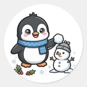 Schneemann Pinguin Weihnachtsklassiker Rund Aufkle Runder Aufkleber