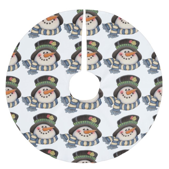 Schneemann Polyester Weihnachtsbaumdecke (Vorderseite)