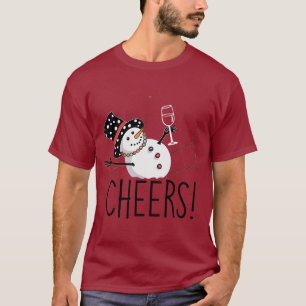 Schneemann Prostet Wein Weihnachten Lustiges Xmas T-Shirt