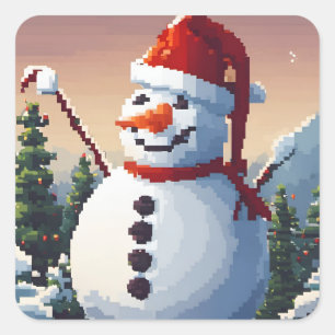 Schneemann Quadratischer Aufkleber