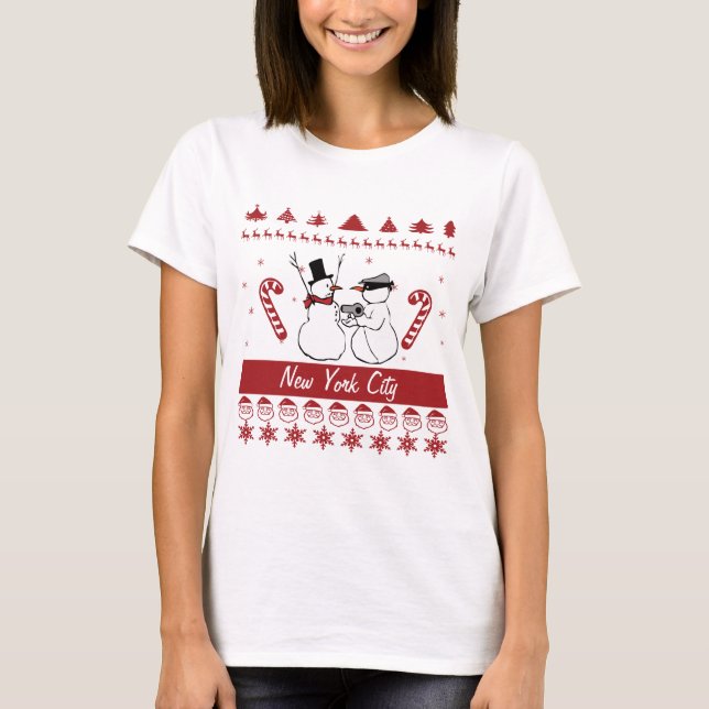 Schneemann-Raub-hässliche Weihnachtsstrickjacke T-Shirt (Vorderseite)