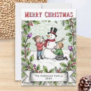 Schneemann Retro Festiver Winter Weihnachten