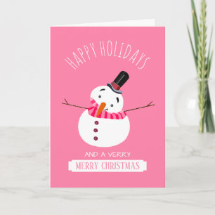 Schneemann Rosa, Weihnachtsgrüße Karte