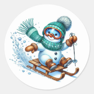 Schneemann Runder Aufkleber
