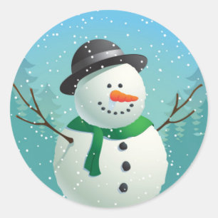 Schneemann Runder Aufkleber