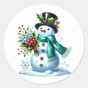 Schneemann Runder Aufkleber