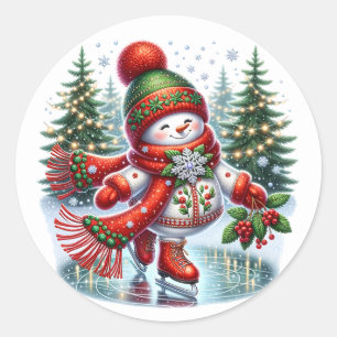 Schneemann Runder Aufkleber