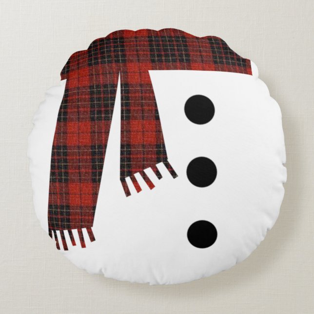 Schneemann Rundes Kissen (Vorderseite)