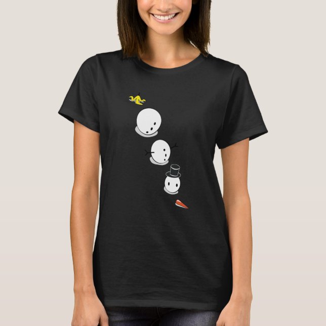 Schneemann rutscht auf Banane aus T-Shirt (Vorderseite)