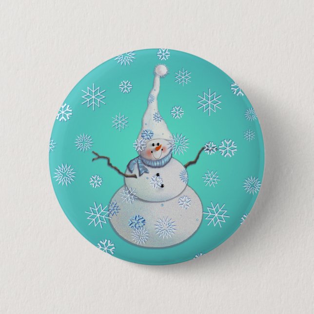 SCHNEEMANN, SCHAL u. SCHNEE-HUT durch SHARON Button (Vorderseite)