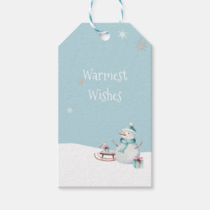 Schneemann-Schlitten-Geschenke mit den herzlichste Geschenkanhänger