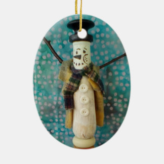 Schneemann-Schmuck aus Holz Keramik Ornament